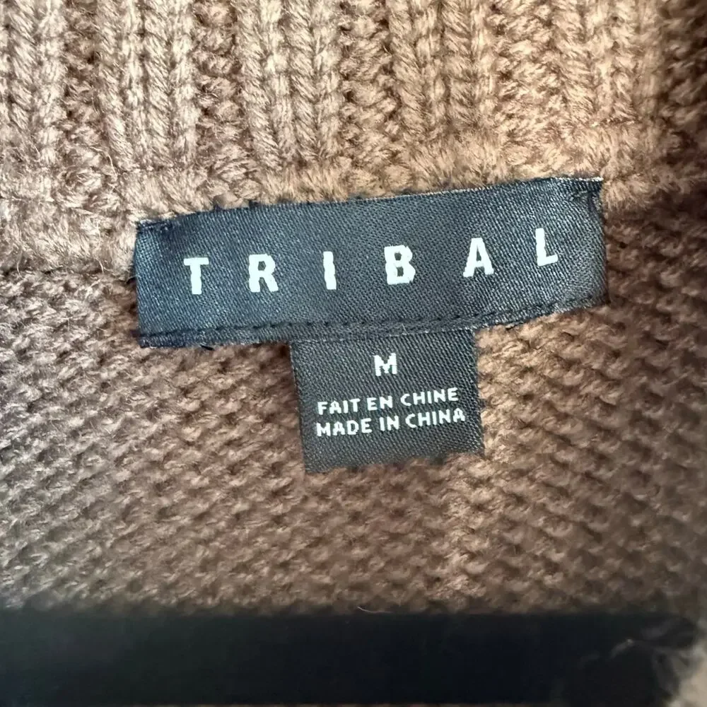 Faux Fur‎ Sweater Vest Tribal Womens M Cable Knit Mock Neck Cabincore Apres Ski - Picture 4 of 6